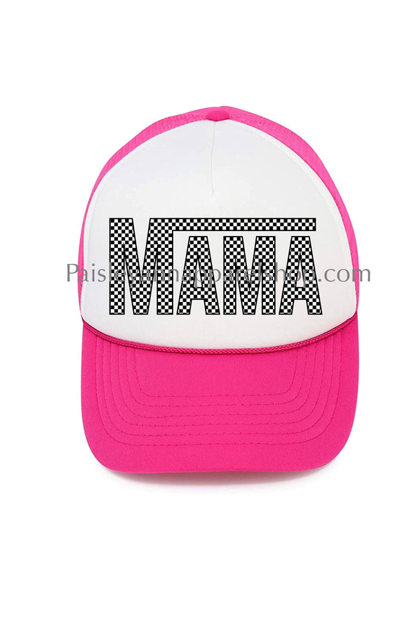 Mama checkerboard trucker hat