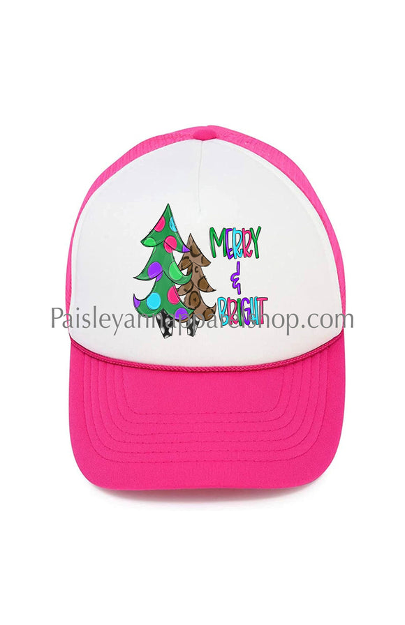 Merry and bright Christmas trucker hat