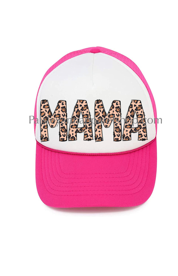 Mama football leopard trucker hat