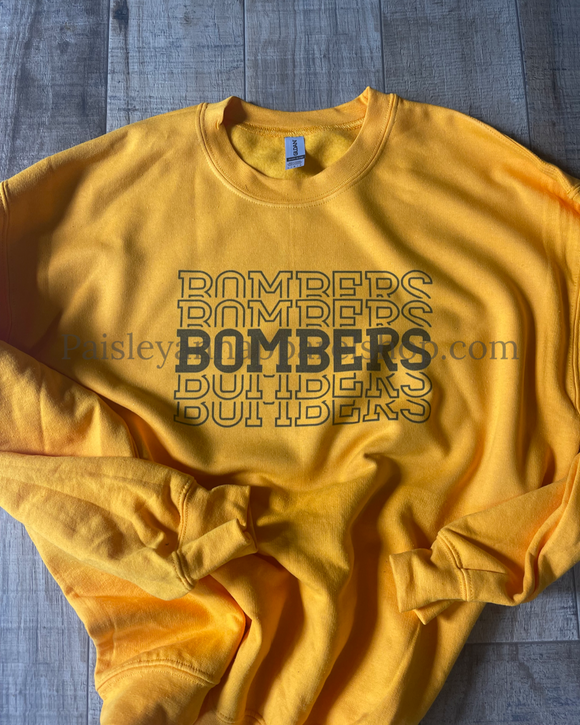 Bombers stacked font gold sweatshirt