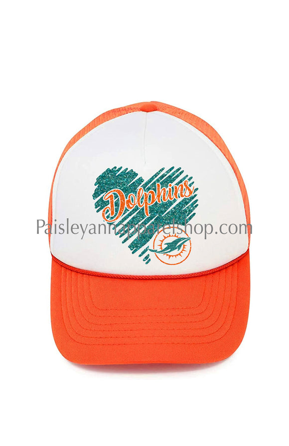 Miami dolphins heart trucker hat