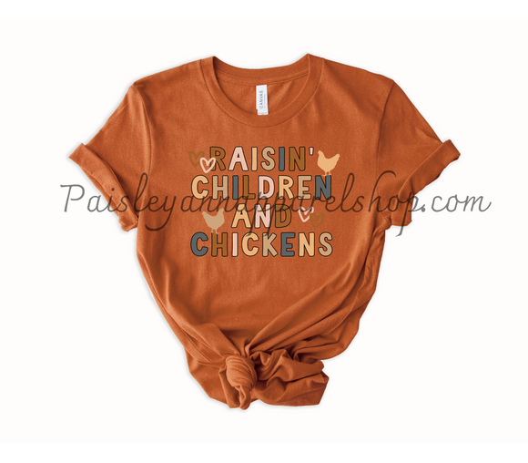 Raisin children and chickens mom on autumn color