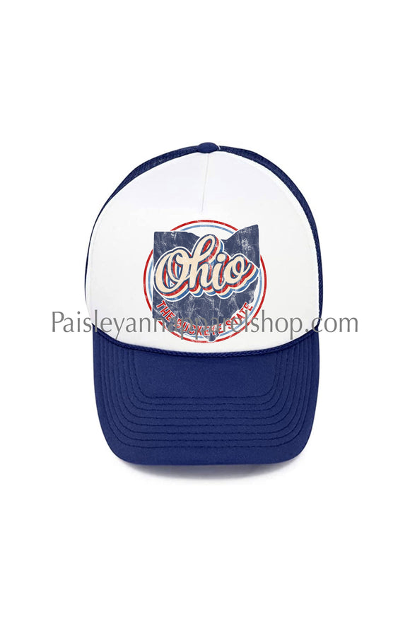 Ohio vintage state trucker hat