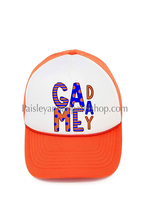 Game day gators auburn tigers orange blue trucker hat