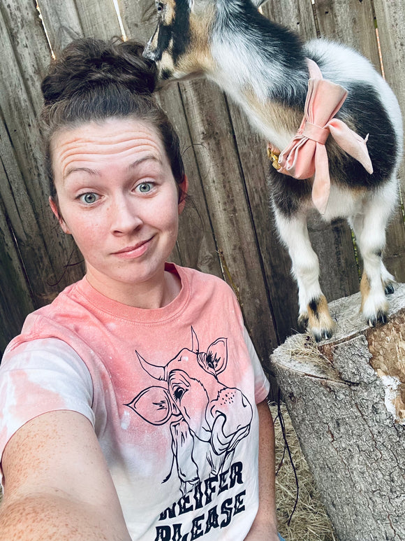 Heifer Please-coral ombre SCREEN PRINT T shirt