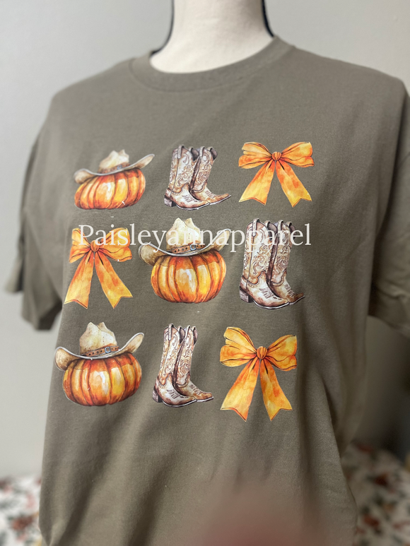 Pumpkin & cowboy boots fall size M ready to ship