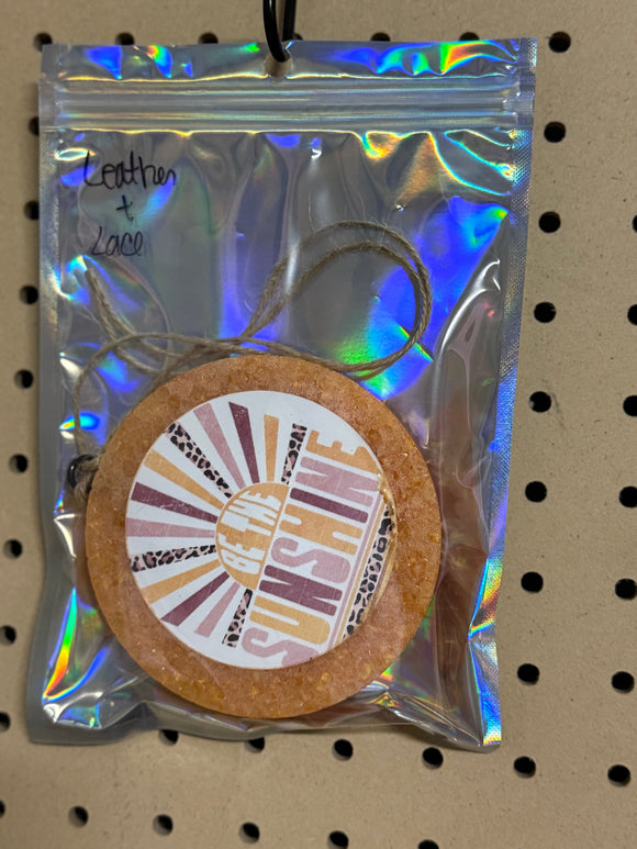 Car Freshie leather and lace scent