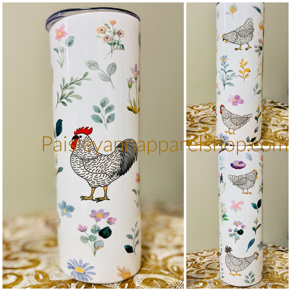 Chicken and wildflower tumbler