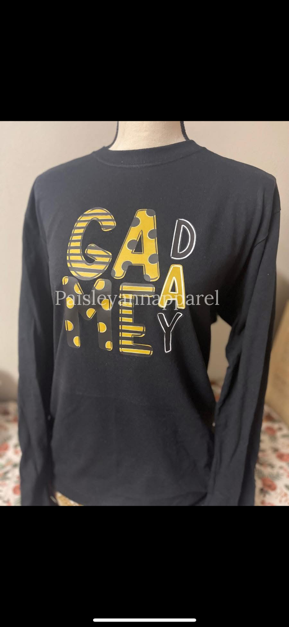 Medium game day black and gold saints long sleeve