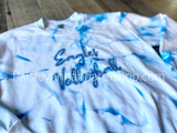 Eagles Volleyball- blue tie dye on white sweatshirt