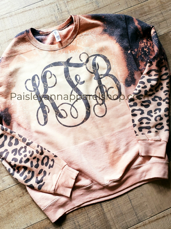 LV monogram with leopard sleeve sweatshirt