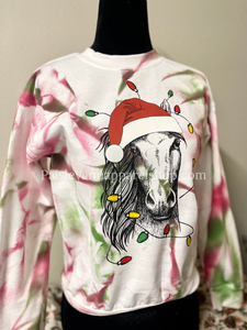 Horse Christmas lights tie dye sweatshirts