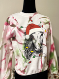 Horse Christmas lights tie dye sweatshirts