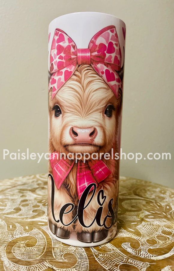 Highland cow Valentine’s Day tumbler
