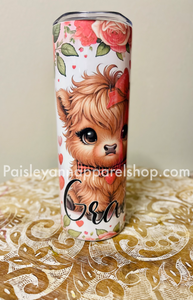 Red baby highland cow tumbler