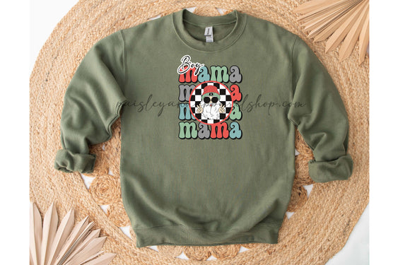 Boy mama Santa retro green sweatshirt
