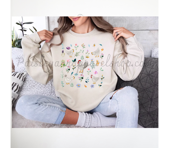 chicken flowers wildflowers sweatshirt