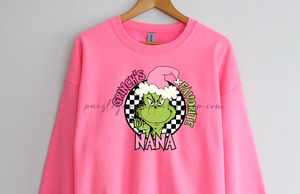 Grinch's favorite nana pink sweatshirt