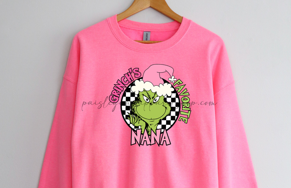 Grinch's favorite nana pink sweatshirt
