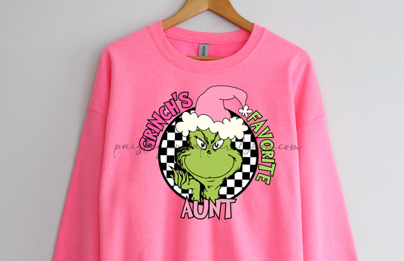 grinch's favorite aunt pink sweatshirt