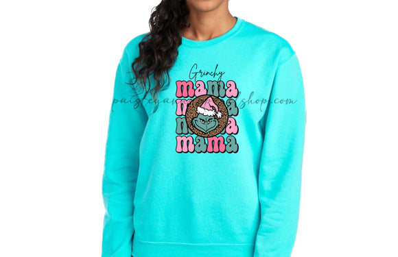 grinchy mama stacked sweatshirt