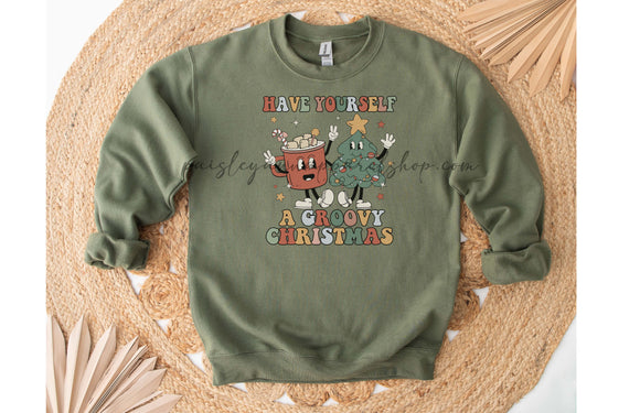 Have yourself a Groovy Christmas green sweatshirt