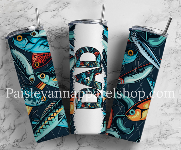 Teal fish dad 20 oz tumbler