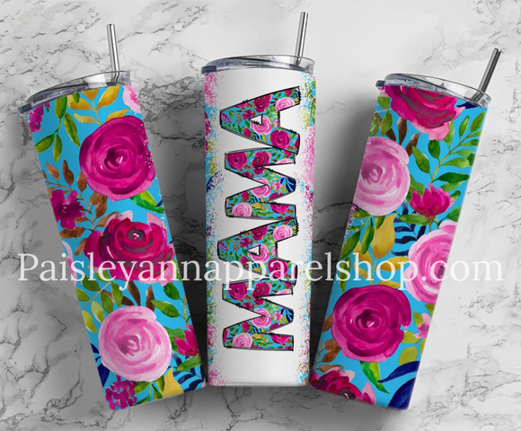 Pink flower mama 20 oz tumbler