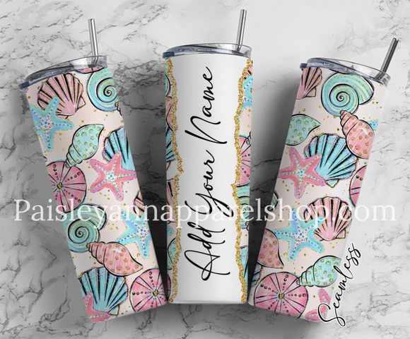 Sea shell pink teal 20 oz tumbler