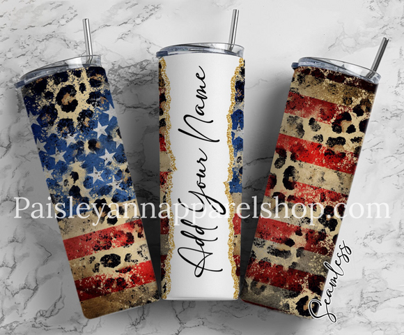American flag leopard 20 oz tumbler