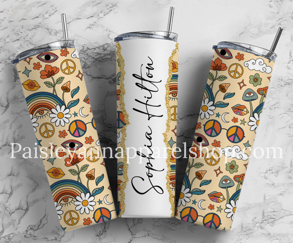 retro hippie 20 oz tumbler