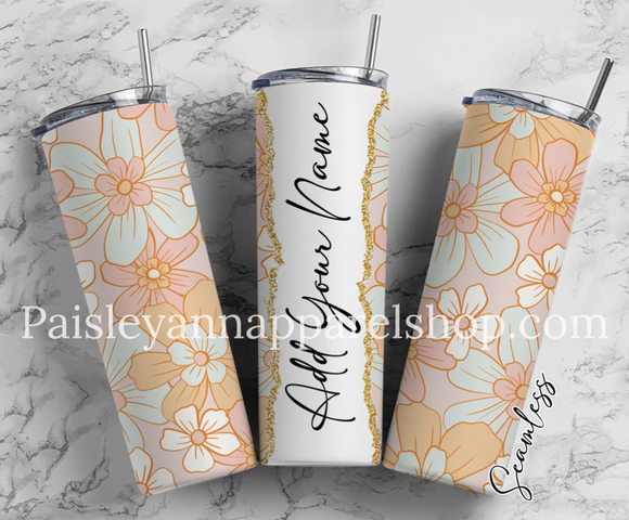 Blue and blue floral 20 oz tumbler