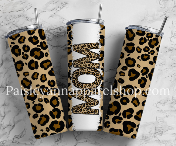 Brown leopard mom 20 oz tumbler