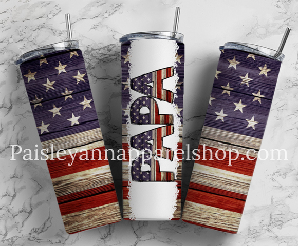 Papa American flag 20 oz tumbler
