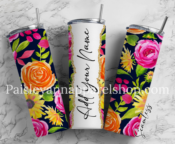 Black and floral 20 oz tumbler