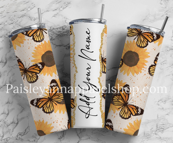 Butterfly and sunflower 20 oz tumbler