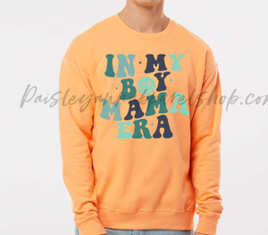 In my boy mama era orange sweatshirt