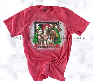 Merry Christmas farm animals cow chicken pig