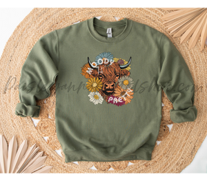 Moody but pretty highland cow sweatshirt