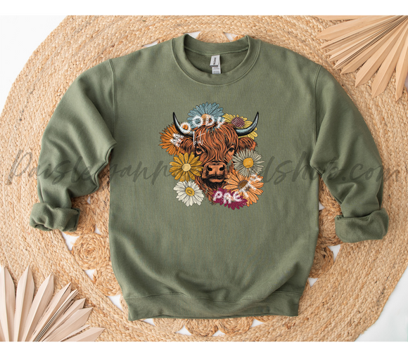 Moody but pretty highland cow sweatshirt