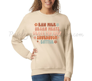 raw milk organ meats grass fed beef sourdough butter sweatshirt