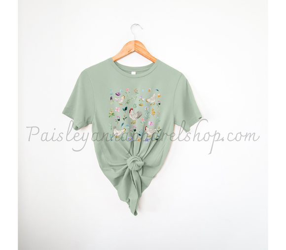 chicken wildflower on dusty blue