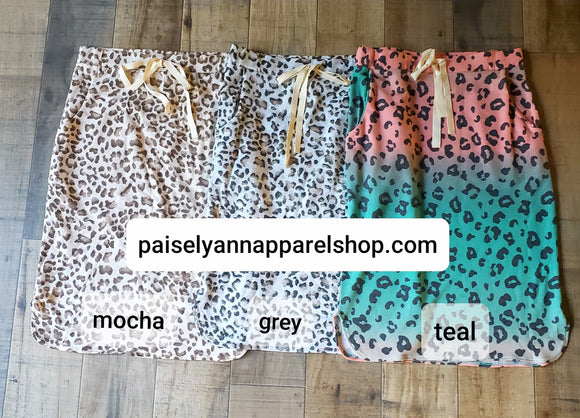 Mocha leopard drawstring skirt