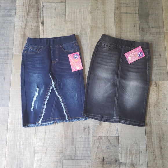 GIRLS black denim skirt