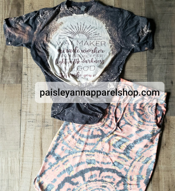 Pink tie dye drawstring skirt