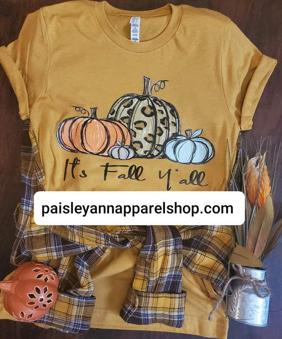 Its fall yall pumpkins mustard SCREEN PRINT shirt