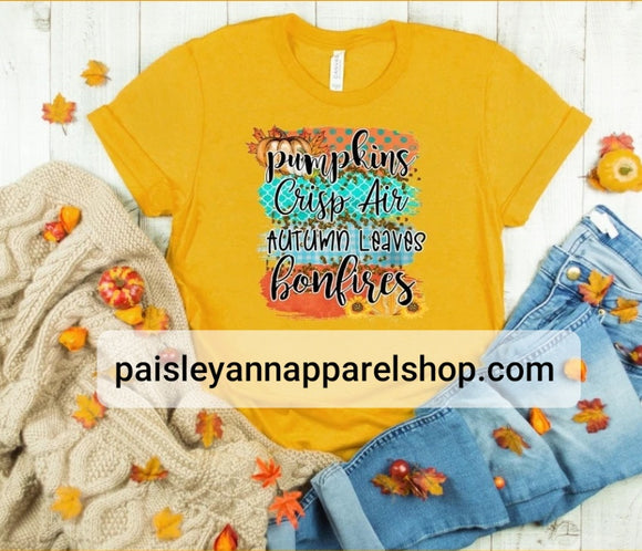 Fall bonfires SCREEN PRINT T shirt