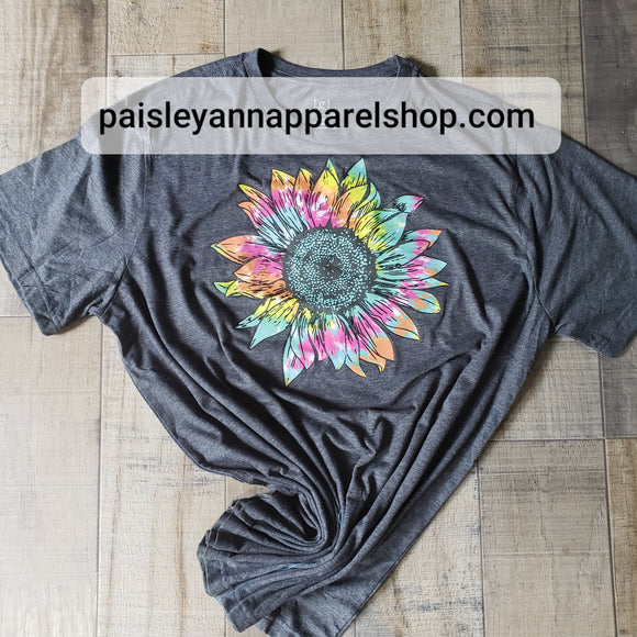 Sunflower tie dye  SCREEN PRINT T shirt