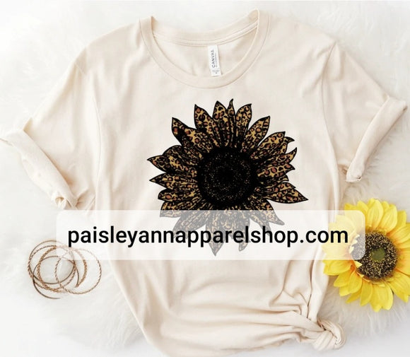 Leopard Sunflower SCREEN PRINT T shirt