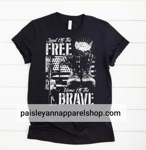 Home of the free because of the brave SCREEN PRINT shirt